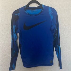 Nike pro Blue Hyperwarm fitted long sleeve